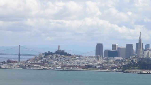 HD Video of San Francisco, panning from the Bay Bridge to downtown. Viewed from the Golden Gate Bridge.