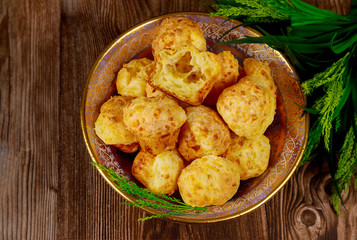 Baked brazilian cheese bread made from cassava starch.