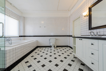Luxury bathroom bright colors in apartment 