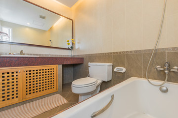 white toilet clean and simple bathroom