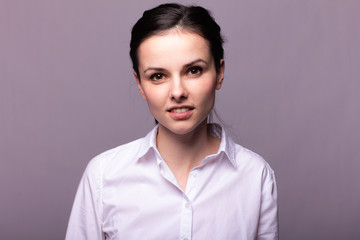 beautiful young girl in a white shirt