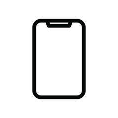 Mobile phone icon , vector emblem isolated , smartphone concept lineart glyph illustration , gadget design outline solid background white