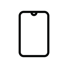 Mobile phone icon , vector emblem isolated , smartphone concept lineart glyph illustration , gadget design outline solid background white