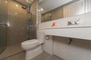 white toilet clean and simple bathroom