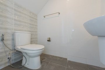 Luxury bathroom bright colors in apartment 