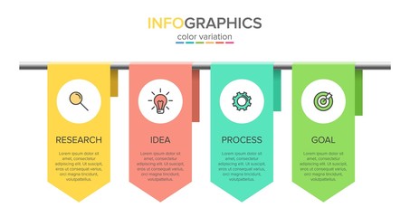 Infographic design with icons and 4 options or steps. Thin line vector. Infographics business concept. Can be used for info graphics, flow charts, presentations, web sites, banners, printed materials.