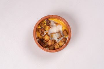 egg with patato with white background