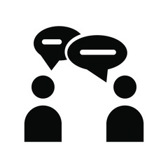Talking People Icon Vector  , Communication Emblem Isolated Illustration , Bubble Chat Speaking Outline Solid Background White
