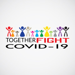 together fight corona vector illustration