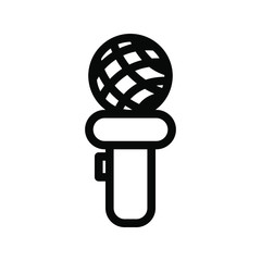 Mic icon design template logo , micophone cummunication emblem isolated illustration , outline solid background white