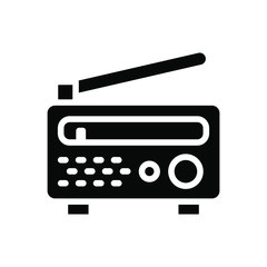 Radio Icon , Communication Music Emblem Isolated Illustration , Outline Solid Background White