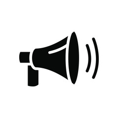 Megaphone Icon , Communication Emblem Isolated Illustration , Audio Leadership Outline Solid Background White , Template Logo Design Simple