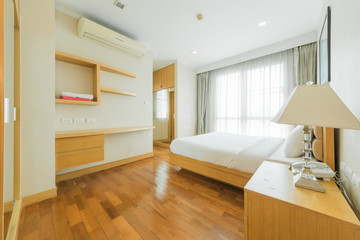 Fototapeta na wymiar Bright Interior of cozy bedroom in modern design