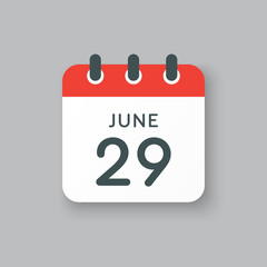 Icon calendar day 29 June, summer days of the year