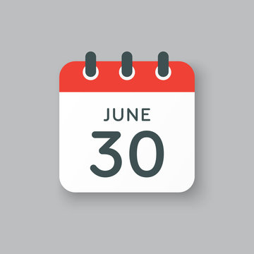 Icon calendar day 30 June, summer days of the year