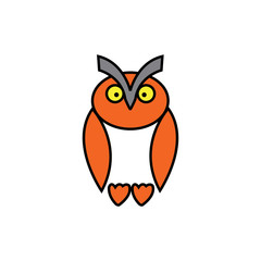 owl simple logo color vector design