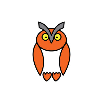 owl simple logo color vector design