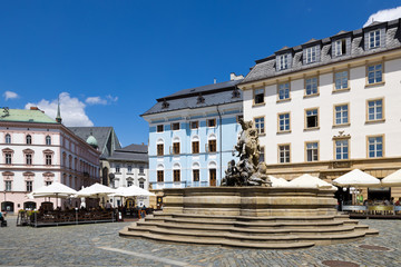 Fototapeta na wymiar Caesar fountain, (1725, sculptor Wenzel Render, Johann Schauberger), Upper square, Olomouc, Czech republic