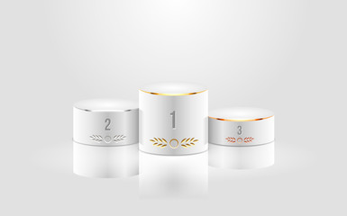 White winners empty podium, sports awards pedestal. Vector illustration.