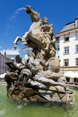 Fototapeta na wymiar Caesar fountain, (1725, sculptor Wenzel Render, Johann Schauberger), Upper square, Olomouc, Czech republic