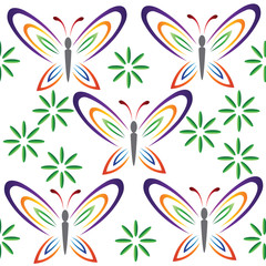 seamless colorful butterfly flower vector design