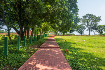 Walkway for Tourists on side of a field