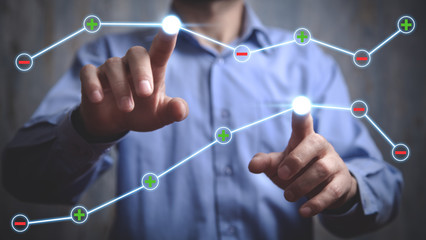 Man with financial chart. Growth concept