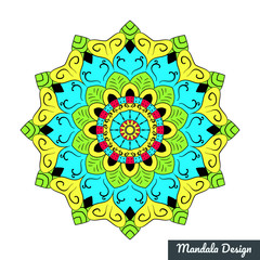 Mandala pattern for Mehndi, Henna, Yoga, Tattoo, Decoration. Mystic, oriental, alchemy ornament. Coloring book page. Vector illustration.
