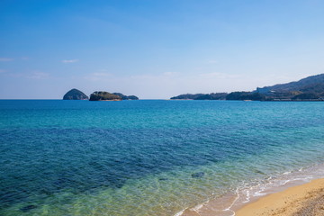 Landscape of coast and islands in the seto inland sea , marukame island (Umashino, Higashikagawa city) kagawa, shikoku, japan