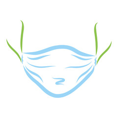 blue fabric medical face mask with ties