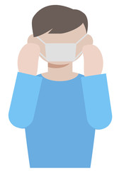 マスクを着ける若い男性のイラスト