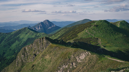 Vast mountain range of Mal&aacute; Fatra in Slovakia with cloudy sky