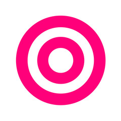 pink round symbol isolated on white, circle icon pink for shooting target arrow aiming, target for sport game shooting arrow aim, circle point focus of success idea, target sign of business goal ideas
