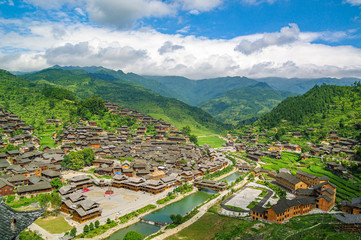 Fototapeta na wymiar Thousands of Miao villages in Xijiang, Guizhou, China.