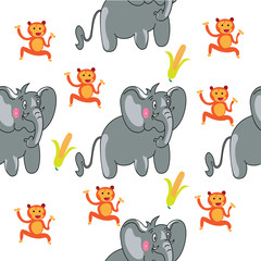 colorful cute seamless cartoon animal patterns. for cloth, wrapping, textiles. vector