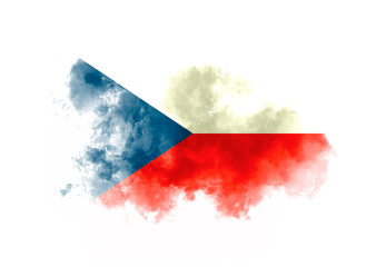 Czech flag performed from color smoke on the white background. Abstract symbol.