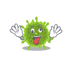 A picture of crazy face coronavirus mascot design style