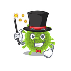 Charming coronavirus cartoon design performance as a Magician style