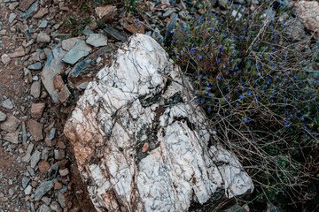 Quarts Stone with Blue Flowers