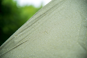 Rain droplets on the surface of a tent