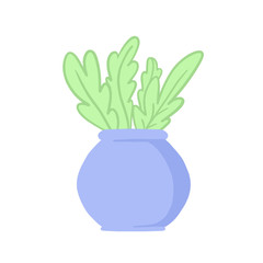  vector illustration of a potted plant in a flower vase, in a flat style on a white background isolated drawing