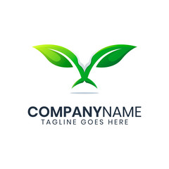 Awesome flying bird leaf logo