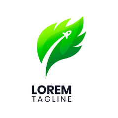 Fototapeta premium Awesome leaf rocket logo design