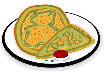 Palak Paratha indian Street Food Vector