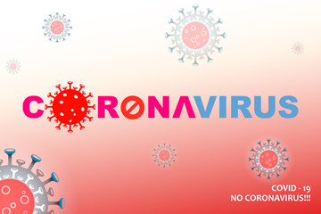 Composition with abstract silhouette of coronavirus elements. Asian flu composition. Prevention of viral infections.
