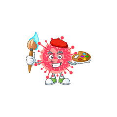 An artistic coronavirus emergency artist cartoon design using a brush