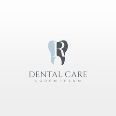 Letter R Dental Tooth Logo Design