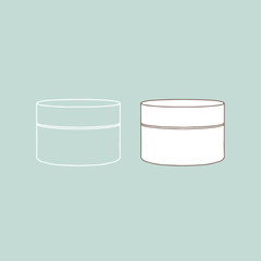Linear cosmetic cream pack with lid for cosmetic product. Cosmetic. Vector illustration.