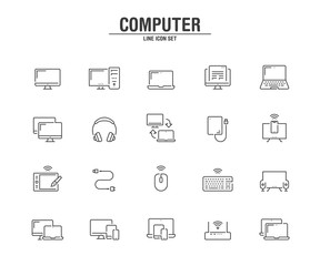 Device and responsive line icons. Vector illustration pixel perfect on white background.