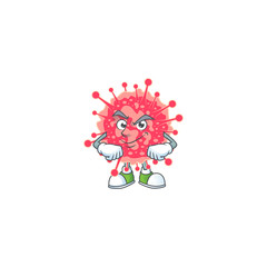 An icon of coronavirus emergency mascot design with confident gesture